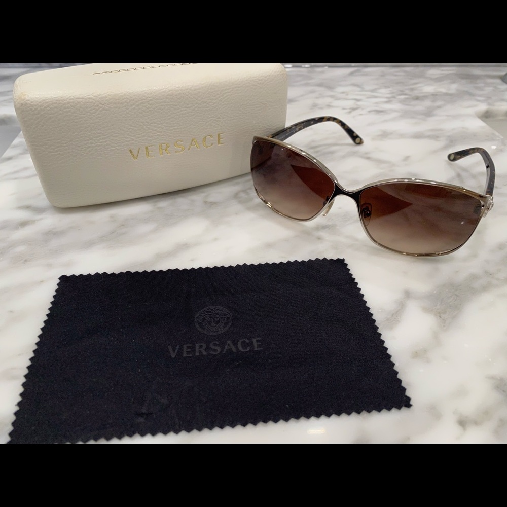 Versace Tortoise and Metal Frame Sunglasses